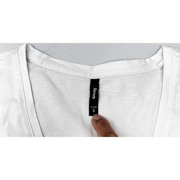 Sinsay Women's White Top V-Neck Tshirt style size S Pre-Owned in great condition - Picture 5 of 5